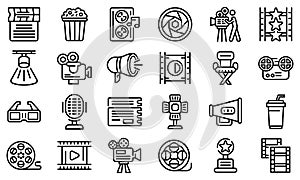 Cinematographer icons set, outline style