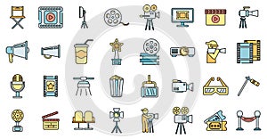 Cinematographer icons set vector color