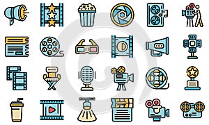 Cinematographer icons set vector flat