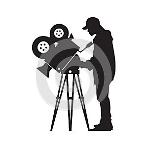 Cinematographer and movie camera