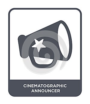cinematographic announcer icon in trendy design style. cinematographic announcer icon isolated on white background.