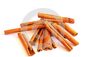 Cinnamon and anise isolated on white background.selectiv focus