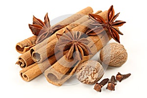 Cinnamon, anise, nutmeg, and cloves