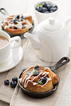 Cinnamon bun for one in a tiny skillet