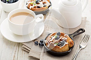 Cinnamon bun for one in a tiny skillet