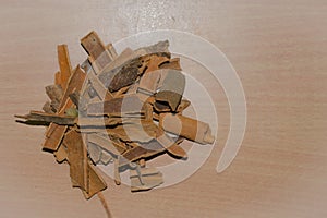 Cinnamon isolated on a wooden background. Photo about cinnamon spice. photo