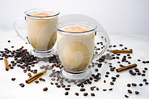 Cinnamon Lattes in Glass Mugs photo