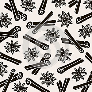 Cinnamon pattern background set. Collection icon cinnamons. Vector