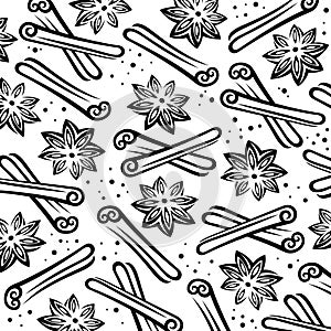 Cinnamon pattern background set. Collection icon cinnamons. Vector