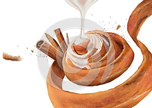 Cinnamon roll with condensed milk