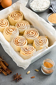 Cinnamon rolls with ingredients