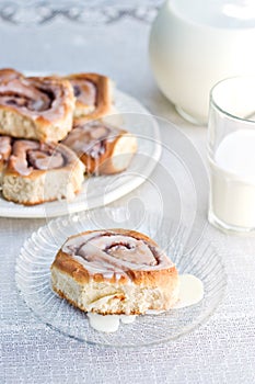 Cinnamon rolls and milk