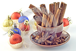 Cinnamon, star anise, Christmas ball