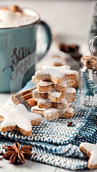 Cinnamon stars cookies, traditional german zimtsterne.