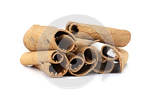 Cinnamon sticks bundle isolated on white