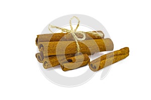 Cinnamon sticks bundle tied with jute string