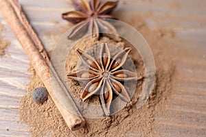 Cinnamon sticks, cinnamon powder, star anise