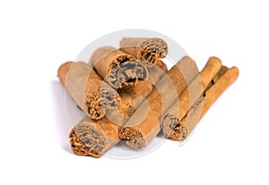 Cinnamon sticks isolated on a white background. Canella spices. Stock image.