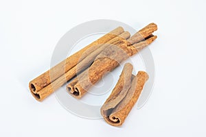 Cinnamon sticks isolated on white background