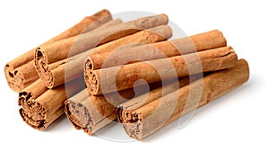 Cinnamon sticks isolated on the white background