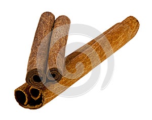 Cinnamon sticks isolated on white background close up