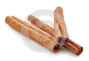 Cinnamon sticks on white background