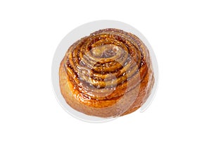 Cinnamon Sticky Roll Isolated on White Background