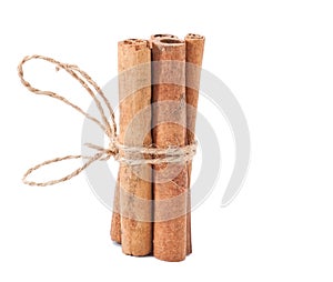 Cinnamonstick standing on white background