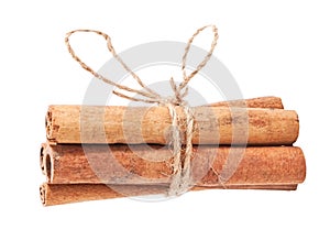 Cinnamonstick standing on white background
