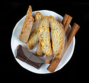 Cinnanon sticks, chocolate and bisquits