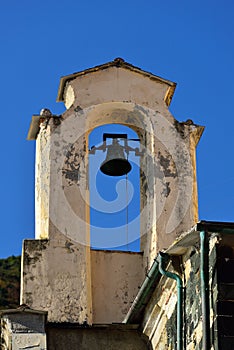 Cinque Terre architectural buildings and landscape in the summer time