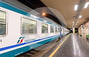 CINQUE TERRE, ITALY - APRIL 7, 2013: Train along italian coast.