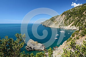 Montonaio rock and Monesteroli creek. National park of the Cinque Terre. Liguria. Italy photo