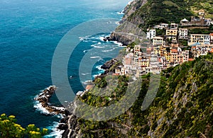 Cinque Terre National Park village in summer time ,fisherman village , touristic season