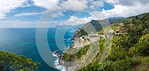 Cinque Terre National Park village in summer time ,fisherman village , touristic season