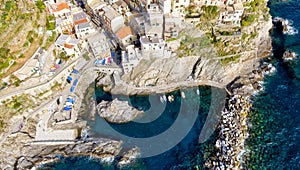 Cinque Terre Overhead view, Italy - Five Lands from the sky, Liguria