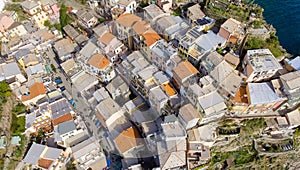 Cinque Terre Overhead view, Italy - Five Lands from the sky, Liguria