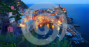 Cinque Terre, Vernazza at the blue hour