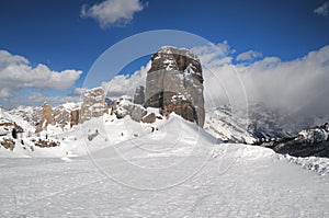 Cinque Torri, Cortina d`Ampezzo, Dolomites Italy. photo