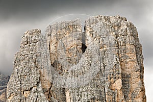 Cinque Torri, Italian dolomites, detail of the main tower