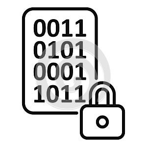 Cipher data number icon outline vector. Lock code