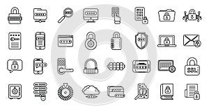 Cipher icons set outline vector. Data security