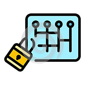 Cipher lock icon color outline vector