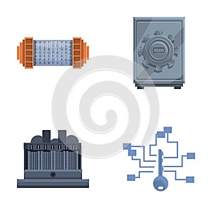 Cipher system icons set cartoon vector. Various type of encryption photo
