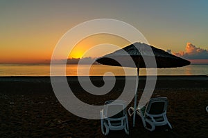 Cirali Olympos beach at sunrise. Turkey