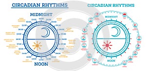Circadian Rhythm Set. Scheme of Sleep Wake Cycle