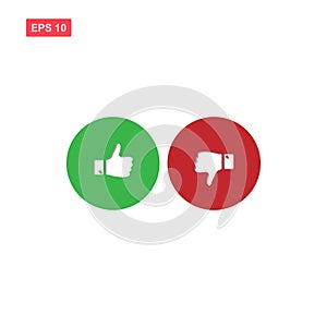 Circel thumbs up and thumbs down vector with green and red color
