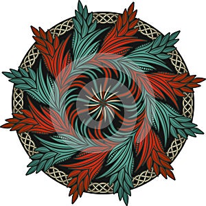 Ancient radial vegetable decorative pattern on a theme the Slavic symbolics. photo