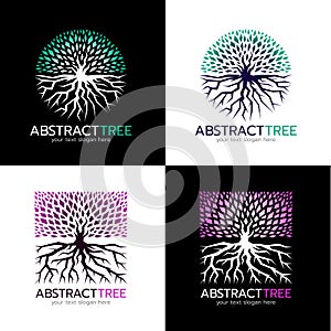 Circle abstract tree logo and Square abstract tree logo vector art design