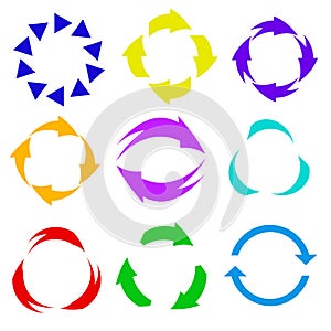 Circle arrow icon. Refresh and reload arrow icon. Rotation vector arrows set. Vector illustartion
